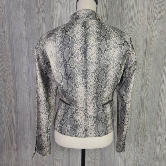 Blank NYC Womens Small Snake Print Moto Jacket Asymmetrical Front Zip Stretch - Picture 3 of 9